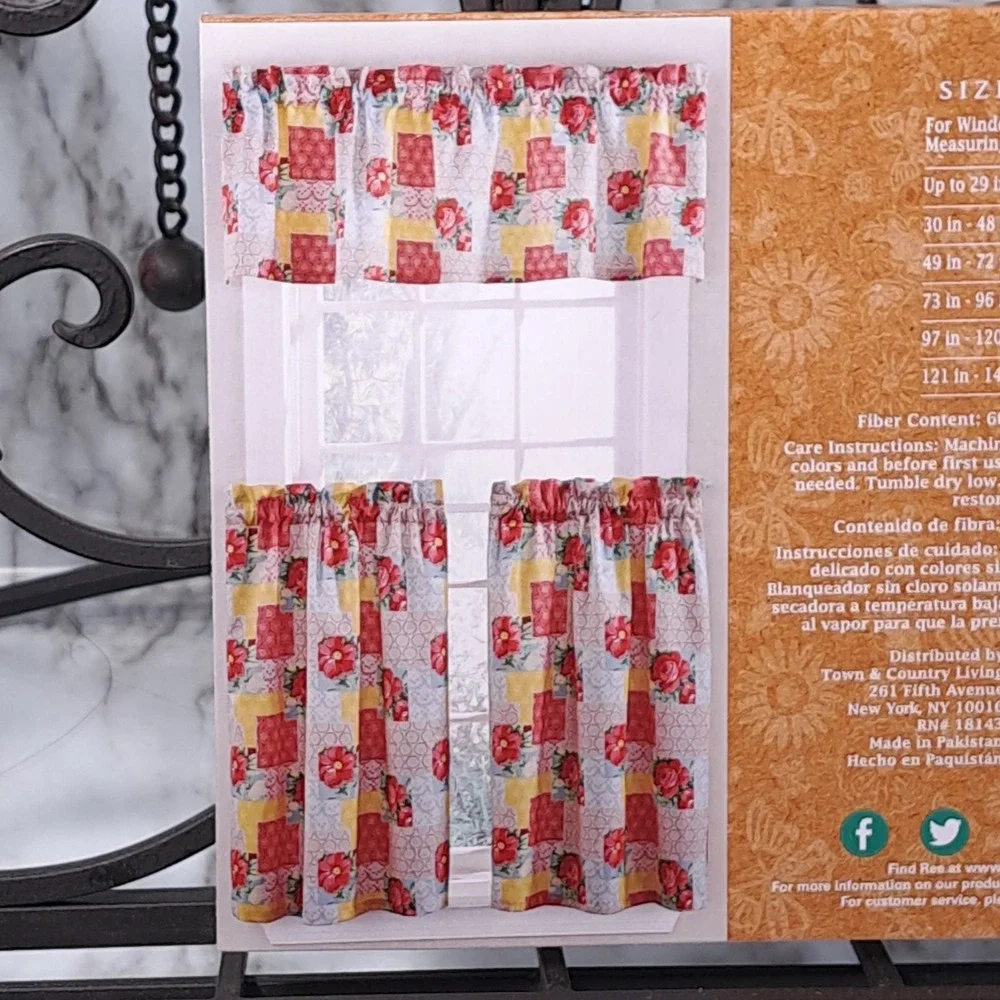 New The Pioneer Woman (3) Piece Patchwork Curtain Floral 30